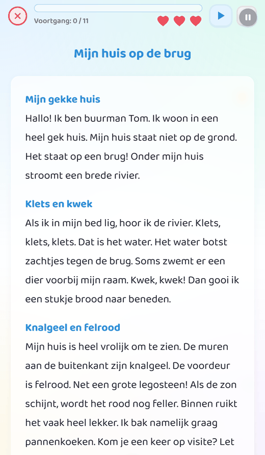 Schermafbeelding uit de les Mijn huis op de brug