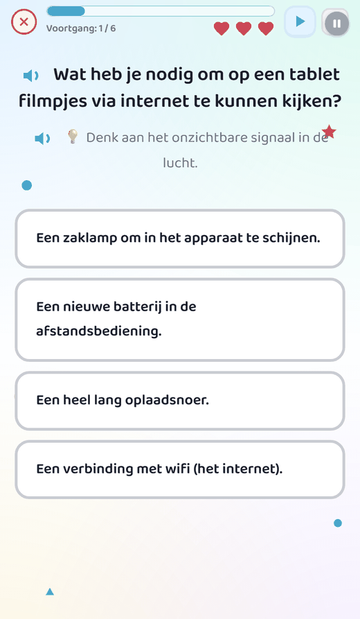 Schermafbeelding uit de les Wat is het internet?