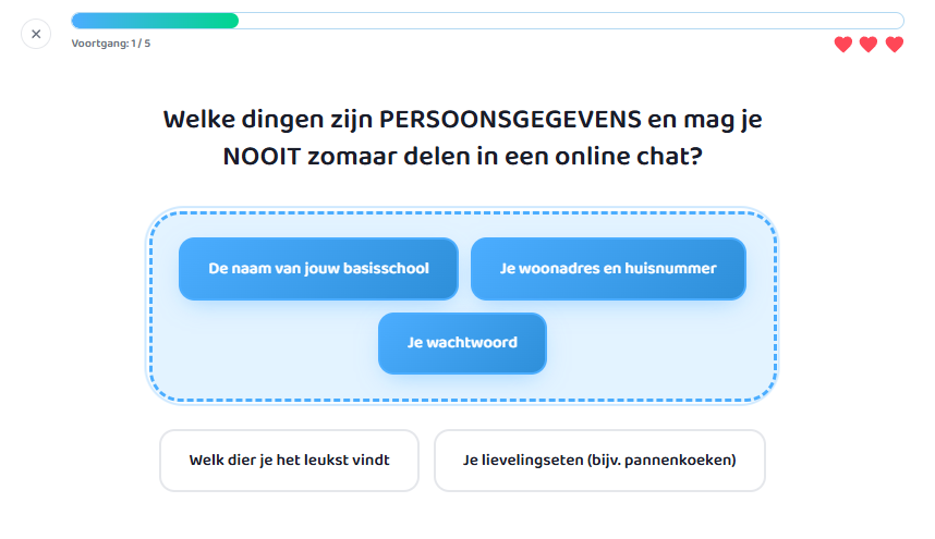 Screenshot van het KidsDigitaal oefenening over digitale veiligheid