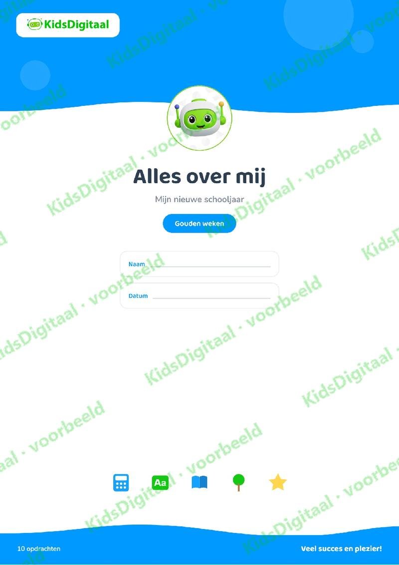 Voorbeeld van de eerste pagina van Gouden Weken werkblad